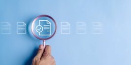 Image of magnifying glass over policy logo